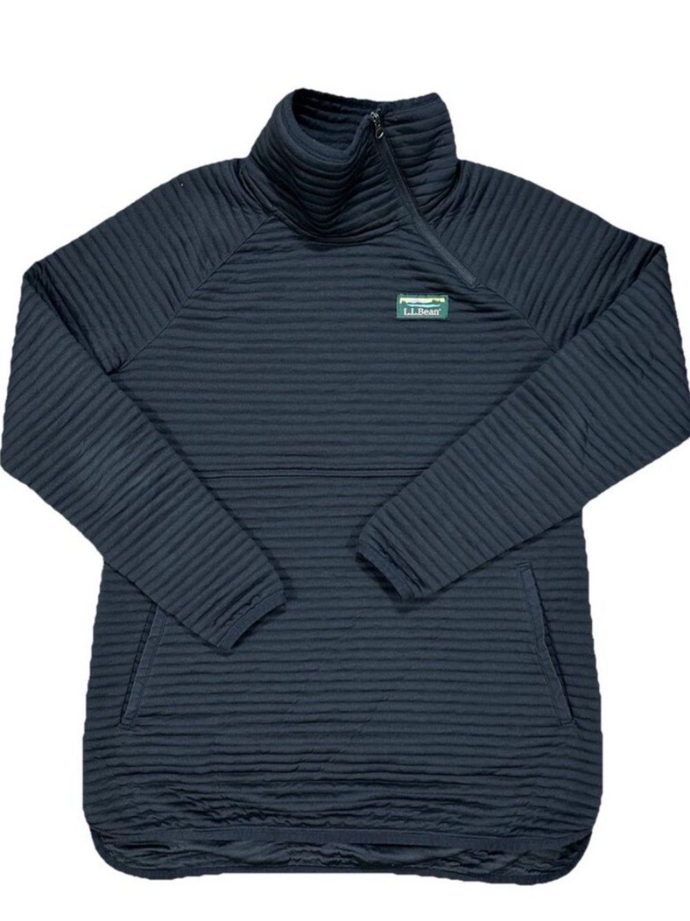 L.L. Bean Black Airlight Asymmetrical Quilted Half-Zip Pullover L